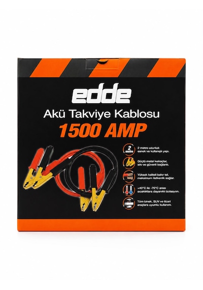 Edde Araba Araç Oto Akü Takviye Kablosu 1500 Amper