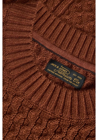 Jack & Jones Erkek Jprblucallum Bisiklet Yaka Pamuklu Örme Kazak 12299945 Tarçın