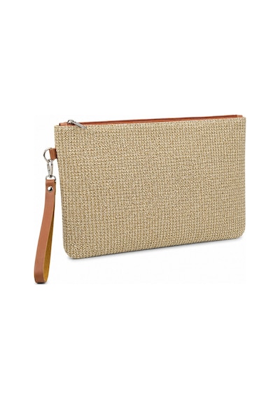 Adelina Bags Hasır Portföy El Çantası Bilek Askılı Saten Astarlı Hasır Görünümlü Clutch Çanta