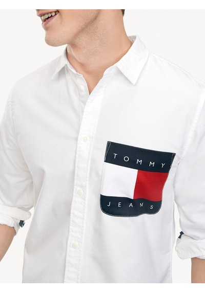 Tommy Hilfiger Erkek Yazlık Spor Gömlek Beyaz