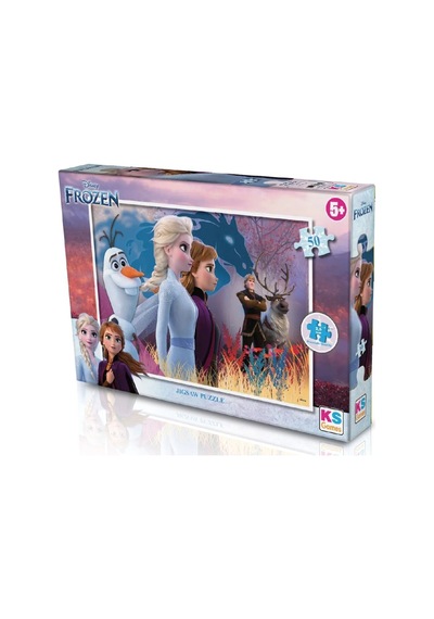 Ks Games 50 Parçalı Kız Çocuk Frozen Lisanslı Kutulu Puzzle - Frz709 Standart