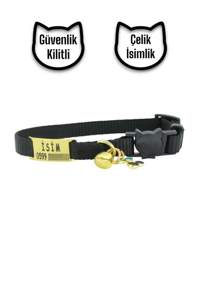 İsimli, Güvenlik Kilitli Kedi Tasması- , İsimlikli Tasma Dz Sykm