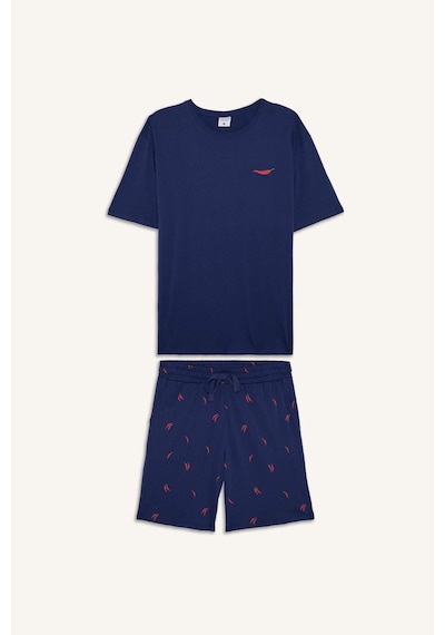 Defacto %100 Pamuk New Regular Fıt Kısa Kollu 2li İndigo Şortlu Pijama Takımı I0686ax26hsın42 İndigo-ın42 Defacto %100 Pamuk New Regular Fıt Kısa Kollu 2li İndigo Şortlu Pijama Takımı I0686ax26hsın42 İndigo-ın42