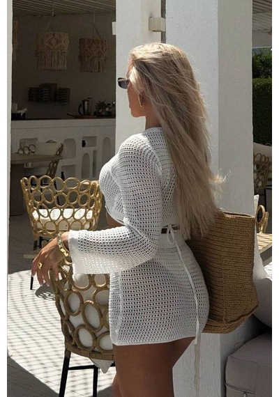 Julia Örme İkili Elbise - Beyaz