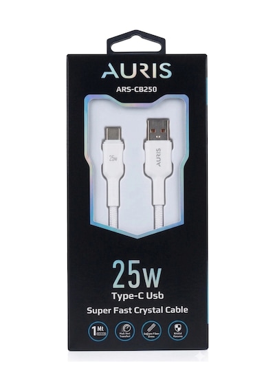 Aurıs Cb250 25w Type-c Kristal Hasır Kablo Beyaz