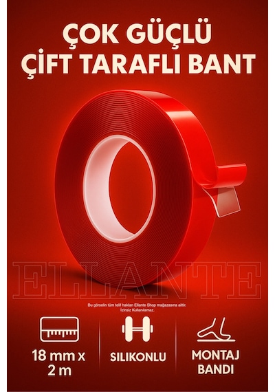 Ekstra Güçlü Çift Taraflı Iz Bırakmaz Şeffaf Çok Amaçlı Tamir Silikon Bant Montaj Bandı 18mm X 2mt Diğer