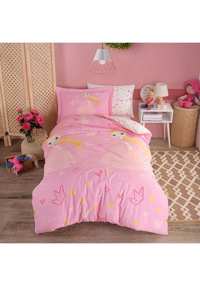 Tek Kişilik Poplin Nev Takımı Prenses Pembe Çok Renkli