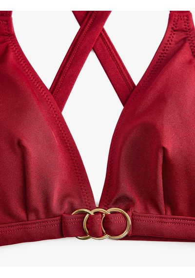 Koton Aksesuarlı Çapraz Askılı Bikini Üstü Bordo 6sak10033mm