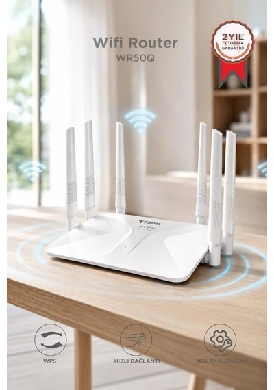 Premium Wifi Router 300mbps 6 Antenli 4 Portlu Wr50q Beyaz Aktarım Cihaz Kablosuz