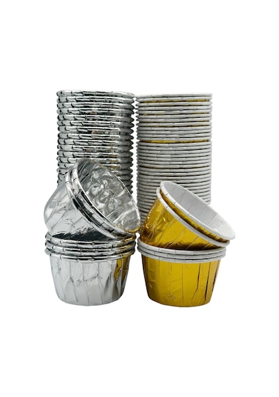 Gold Ve Silver Muffin Kek Kapsülü Altın Gümüş 50li - V Kağıt Çok Renkli Diğer