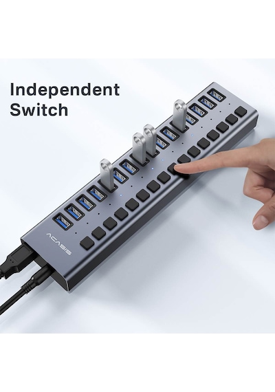 Acasis HS716 16xUSB 3.1HUB 10Gbps Anahtarlı Adaptörlü
