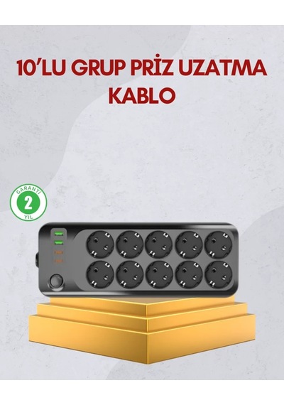 Home 10 Prizli Uzatma Kablosu Termal Koruma Usb Type-c Hızlı Şarj 2500w Diğer