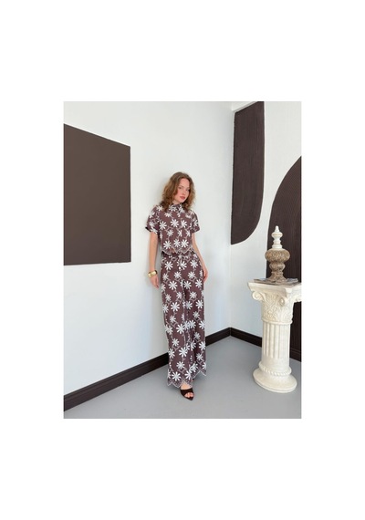 Verymoda D 2913 Nakışlı Pantolon D2913 Kahve