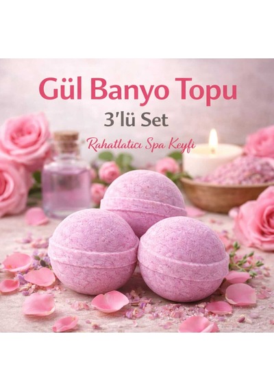 3 Adet 50 Gr. Gül Kokulu Banyo Topu, Nem Bombası, Banyo Bombası, Manikür Ve Pedikür Topu Diğer