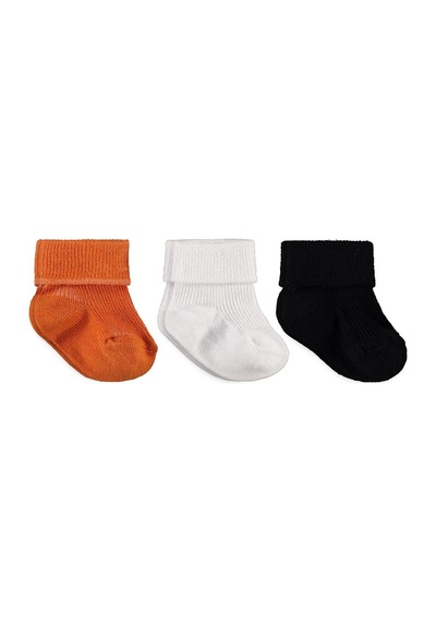 Civil Baby Classic Kıvrık 3'lü 6- Bebek Erkek Çorap Set - Standart 18 Ay Çok Renkli