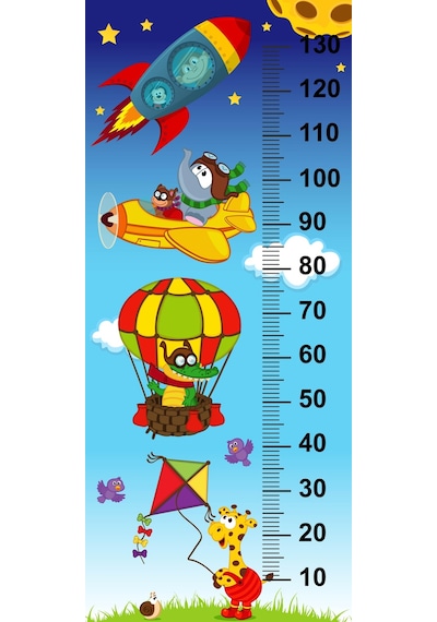 Çocuk Odası Bebek Odası Boy Ölçer Boy Cetveli Sticker Gökyüzü