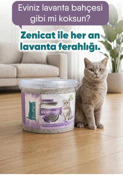 Lavantalı Gri Aktif Karbonlu Bentonit Kedi Kumu 2x10 Lt Güçlü Topaklanan, Koku Kontrolü, Kovalı
