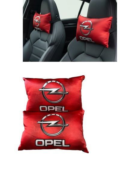 Opel Logolu Kırmızı Araç Seyahat Boyun Yastığı 2 Li Set Konforlu Ve Şık Kırmızı