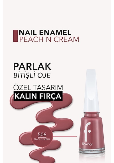 Flormar Nail Enamel Yüksek Pigmentli & Parlak Bitişli Oje Fne-506 Peach N Cream