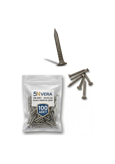 16 Mm Oluklu Mobilya & Ahşap Çivisi 100 Adet - Nikel Kaplama Sert Çelik Çıta & Hobi Çivisi 5 X 5 Cm