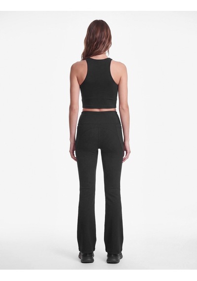 Koton Cepli Yüksek Bel Slim Fit İspanyol Paça Spor Tayt Siyah 7wak40185nk