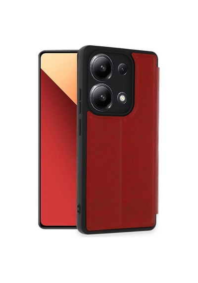 Newface - 842 - Xiaomi Redmi Note 13 4g Kılıf Flip Cover - Csmo-tex - - Kırmızı