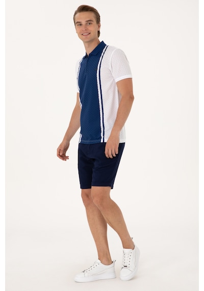 U.S. Polo Assn. Erkek Regular Fit Beyaz Polo Yaka Fermuarlı Tişört 50300814-VR013