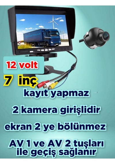 7inç Qled Ips Monitör + 1 Adet 19 Mm Mini Ultra Araç Kamerası 12v