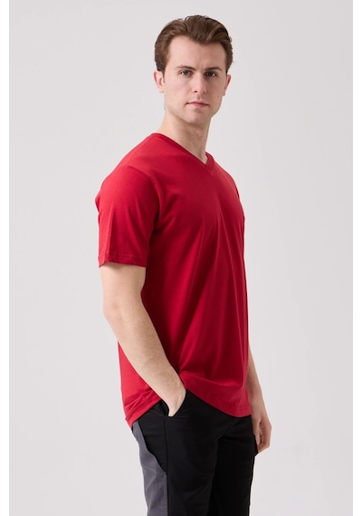 Galanthus V Yaka T-shirt - Nefes Alabilir, Rahat Ve Sade Tasarım Bordo