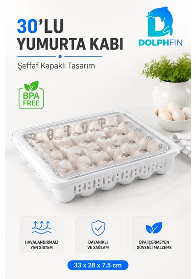 30 Lu Kapaklı Yumurta Saklama Kabı Buzdolabı Yumurtalık Organizeri Bpa İçermez Beyaz