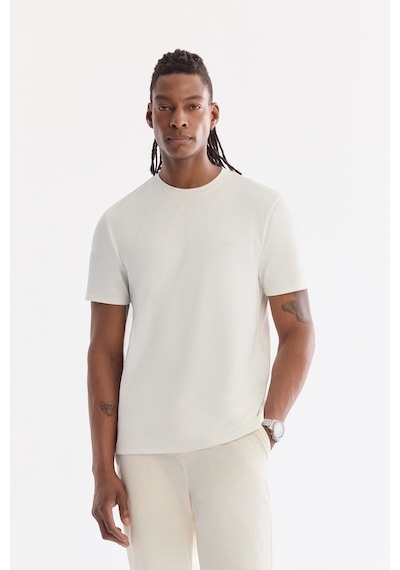 Avva Erkek Beyaz Bisiklet Yaka Bi-stretch Kırışmaz Baskılı Regular Fit T-shirt B001040