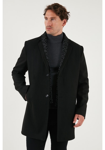 Buratti Yırtmaçlı Slim Fit Mono Yaka Kaşe Erkek Kaban 58400589 Siyah