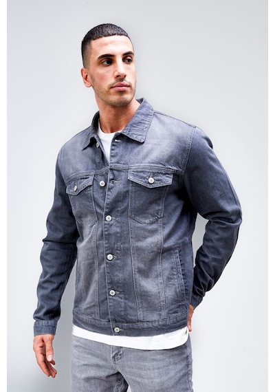 HLT Jeans Erkek Gri Jean Denim Standart Kalıp %100 Pamuk Cepli Düğmeli Kot Ceket Hlthe042153 Gri