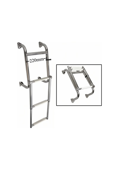 Sealux Katlanabilir Paslanmaz Tekne Merdiveni 3+1 Basamaklı En: 22 Cm Boy: 95 Cm