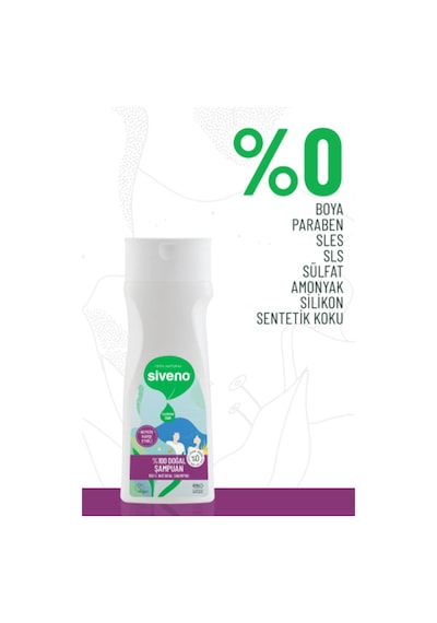 Siveno %100 Doğal Kepeğe Karşı Etkili Şampuan Günlük Bakım Yağlı Saçlar Çay Ağacı Keklik Üzümü Vegan 300 ML