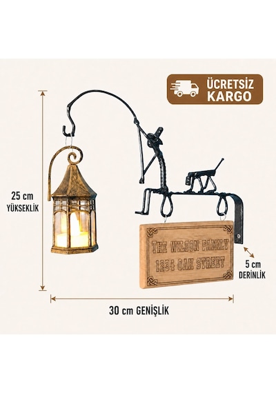 Kişiselleştirilebilir Tabelalı Fener Askısı ve Çiçek Askılığı WH006