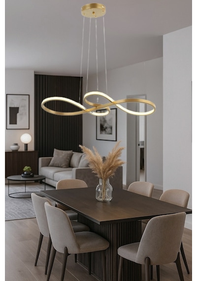 Zerafet Modern Gold Led Avize Yatak Odası - Hol - Salon Gold