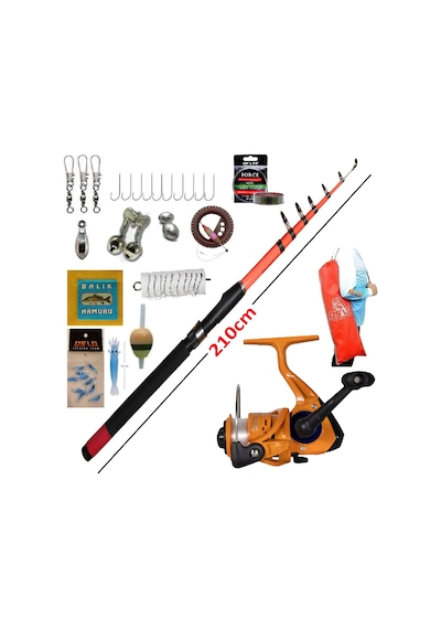 Remixon Speed 210cm 10-30gr- Remixon Mini 1000 Spin Atçek Yemli Kıyı Çocuk Olta Takımı Seti