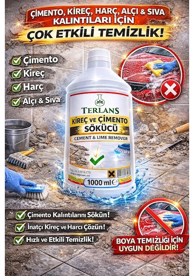 İnşaat Sonrası Çimento Artığı Temizleyici Ve Kireç Sökücü 1000 Ml Cement Remover