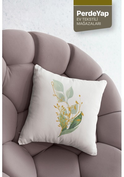 Sade Modern Tasarımlı Yeşil Yapraklar Desenli 4lü Kırlent Kılıfı