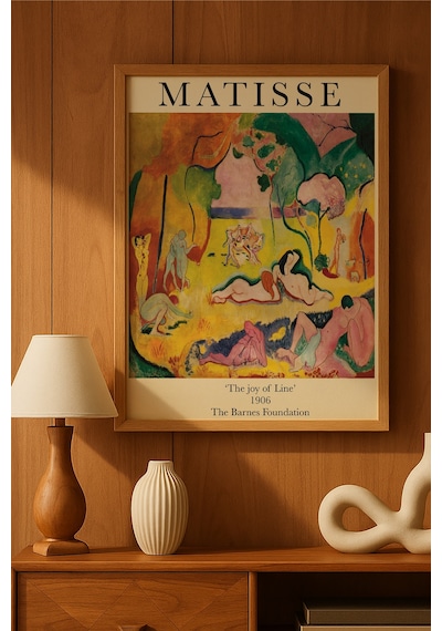 Henri Matisse Doğal Ahşap Çerçeveli Poster, Dekoratif Sanatsal Duvar Tablosu