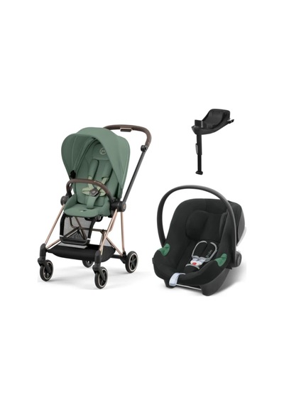 Mios Travel Sistem Rosegold Leaf Green & Aton Bazalı Volcano Black