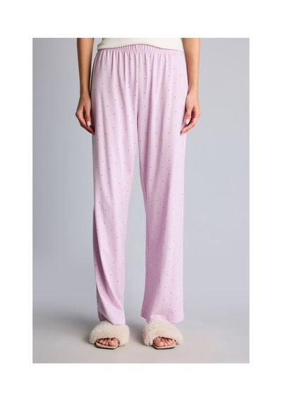 Defacto Regular Fit V Yaka Kısa Kollu Dantel Detaylı Üst Esnek Belli Alt Ribana Pijama Takımı I7414ax26aupr336 Mor-pr336