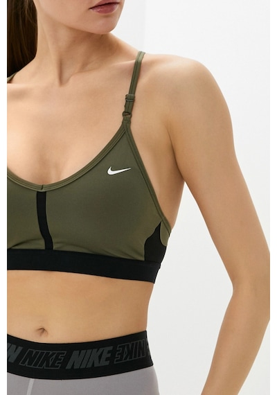 Nike Dri Fit Indy V Neck Light Support Womens Bra Khaki Kadın Sporcu Sütyeni Haki Haki