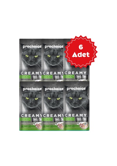 Prochoice Creamy Kediler İçin Tavuklu, Keçi Sütlü Ve İstridyeli Sıvı Ödülü 4x15gr X 6 Adet