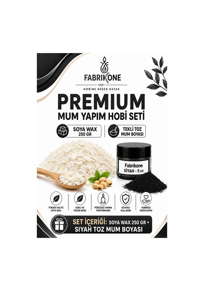 Premium Mum Yapım Hobi Seti - Soya Wax 250 Gr - Tekli Toz Mum Boyası - Siyah Bkfabsw2501s Karışık