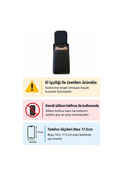 Exenar - Siyah - Çift Telefon Taşıma Kılıfı Kemere Takılan Mıknatıslı Bel İki Telefon Çantası Suni Deri Kılıf