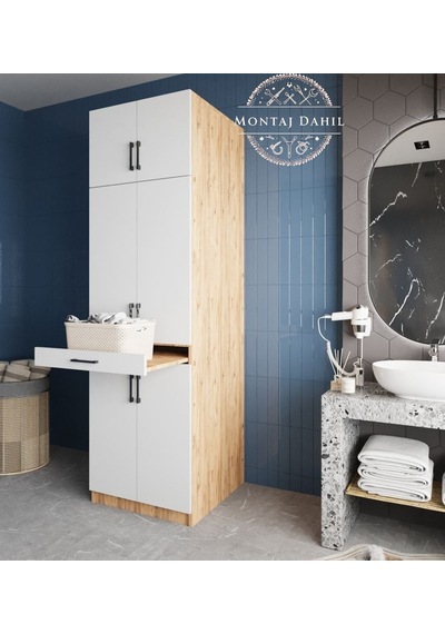 Piramit Çamaşır Ve Kurutma Makinesi Dolabı Banyo Dolabı Çam Beyaz Çam - Beyaz Piramit Çamaşır Ve Kurutma Makinesi Dolabı Banyo Dolabı Çam Beyaz Çam - Beyaz