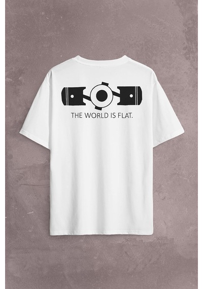The World Is Flat Dünya Düzdür Speed Track Race Sırt Ön Baskılı Oversize Tişört Unisex T-shirt 001