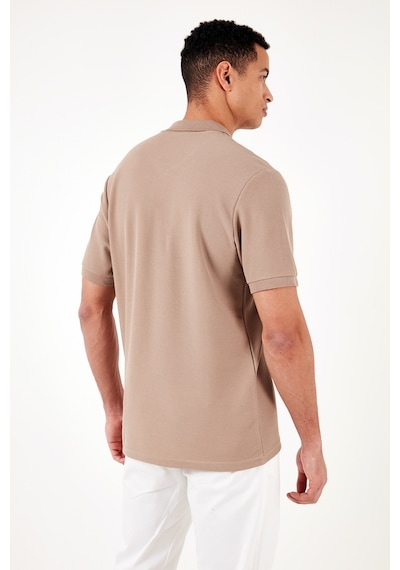 Buratti Pamuklu Regular Fit Fermuarlı Erkek Polo Yaka T Shirt 5902434 Vizon